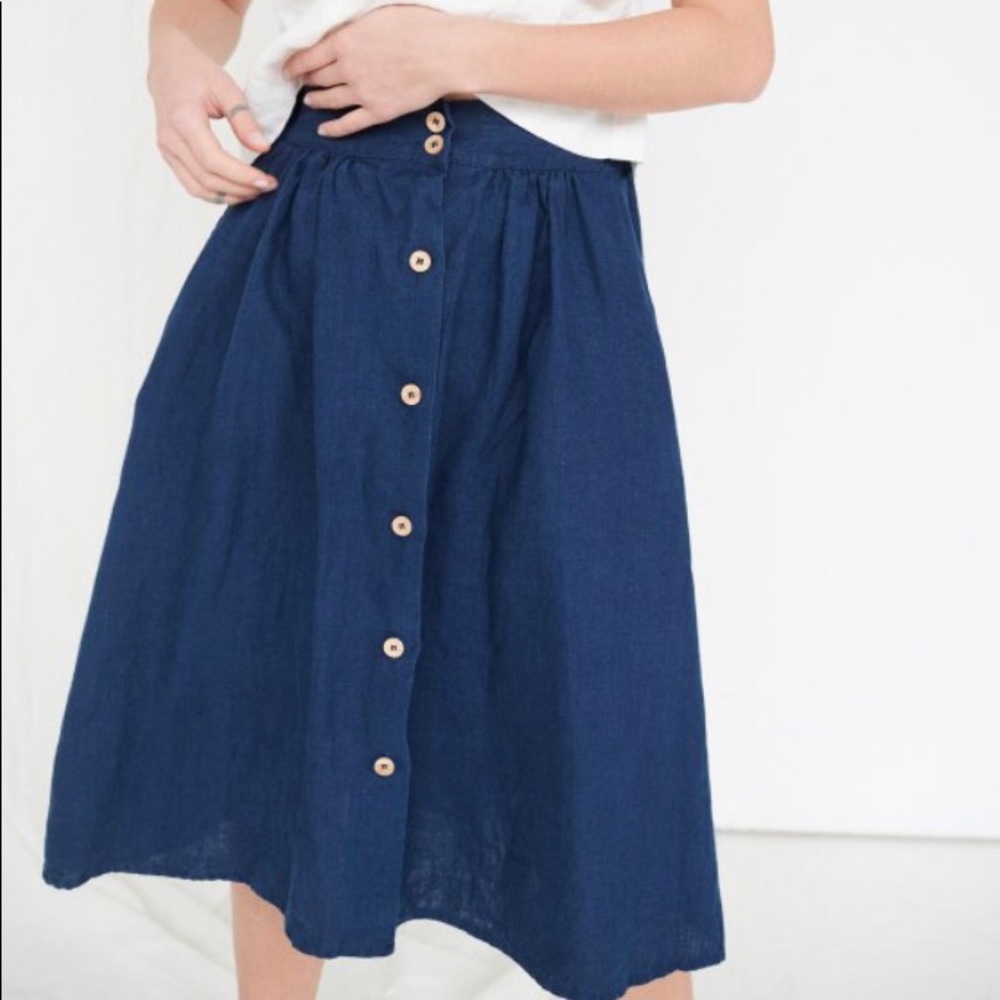 Linen navy skirt